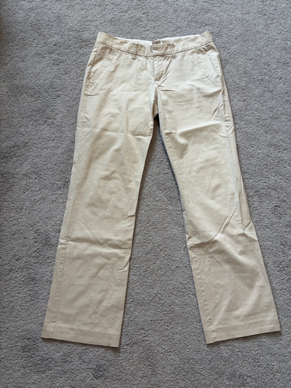 Classic Beige Straight-Leg Trousers